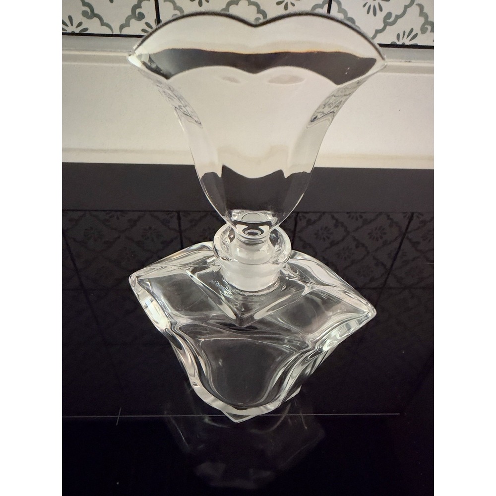Vintage Germany Handmade Lead Crystal Perfume Bottle w/Tulip Shaped Stopper